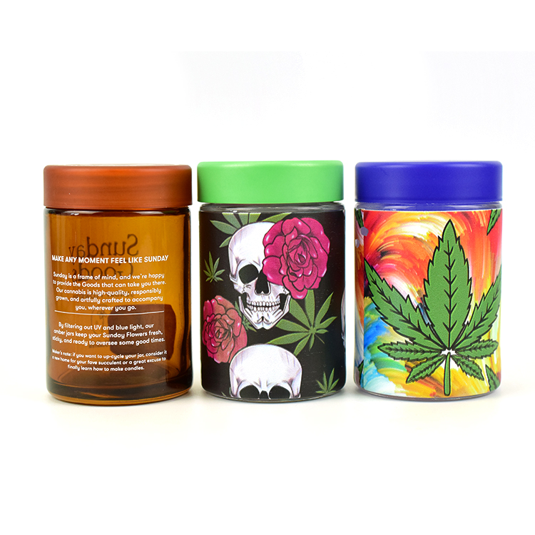 Mariguana Custom Printing Child Proof Glass Jar