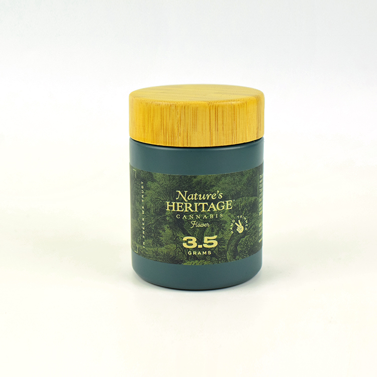 3.5G Mariguana Flower Storage Container Glass Jar with Bamboo Lid
