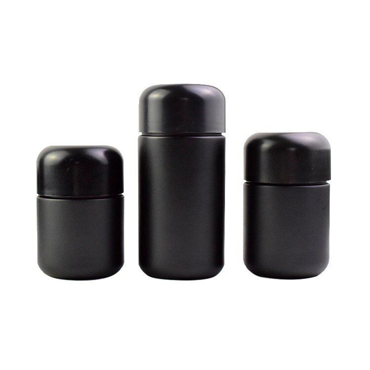 1OZ ROUND BASIS CHILD RESISTANT GLASS JAR-MATTE BLACK 