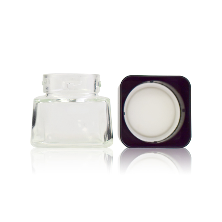 Square trapezoid shape glass jar