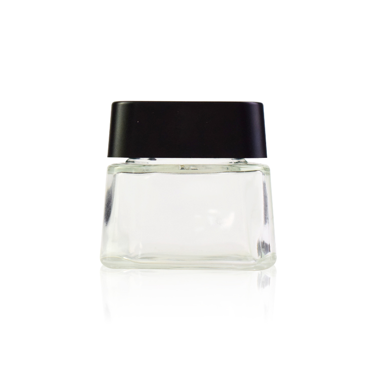 Square trapezoid shape glass jar