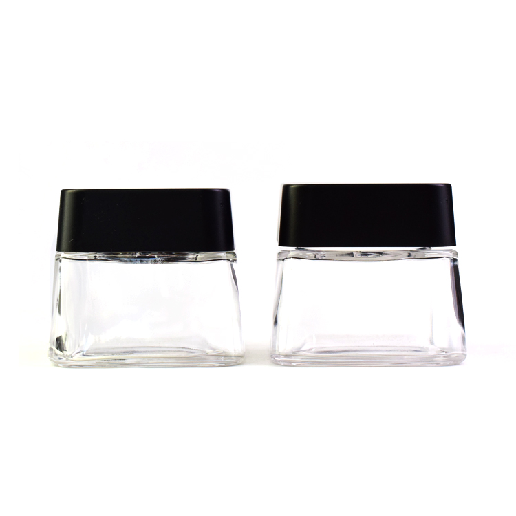 Square trapezoid shape glass jar