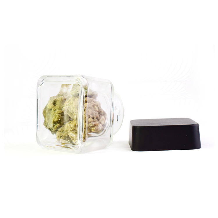 Square trapezoid shape glass jar