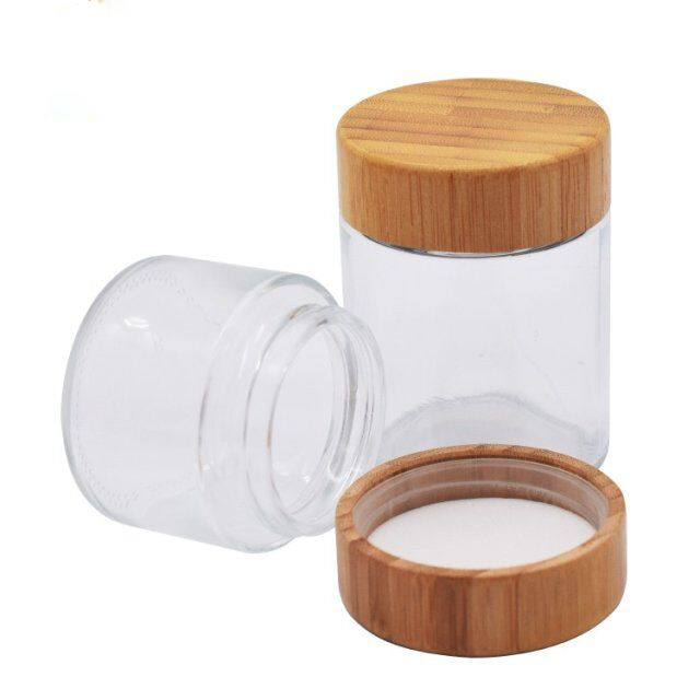 Glass jar with bamboo lid