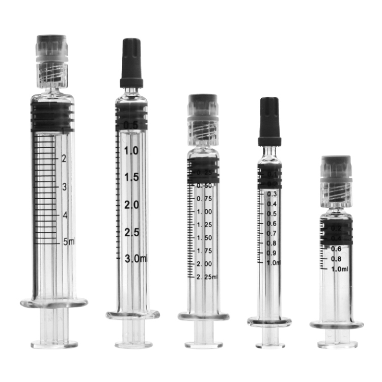 Glass syringe for oil