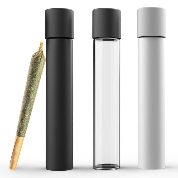 Smell Proof Mini 80mm 90mm 95mm 115mm 120mm Child Resistant Pre Roll Glass Joint Packaging Preroll Doob Tube Jar With Gold Lid