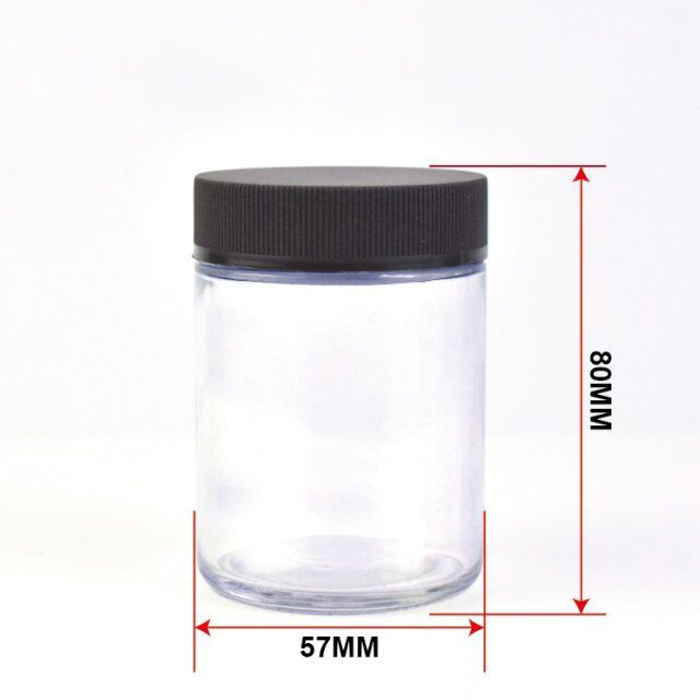 4Oz Child Resistant Stash Side Clear Round Type Glass Jar 