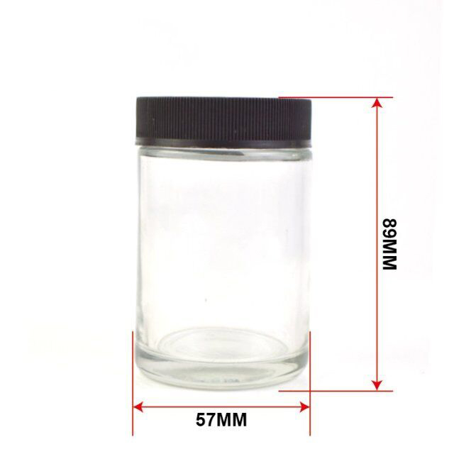 5Oz Child Resistant Stash Side Clear Round Type Glass Jar 