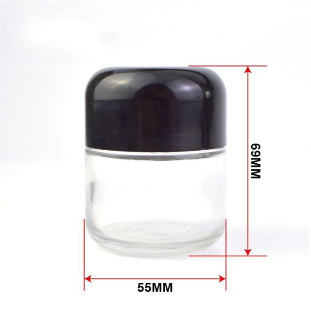 2Oz Child Resistant Arch Stash Side Clear Round Type Glass Jar 