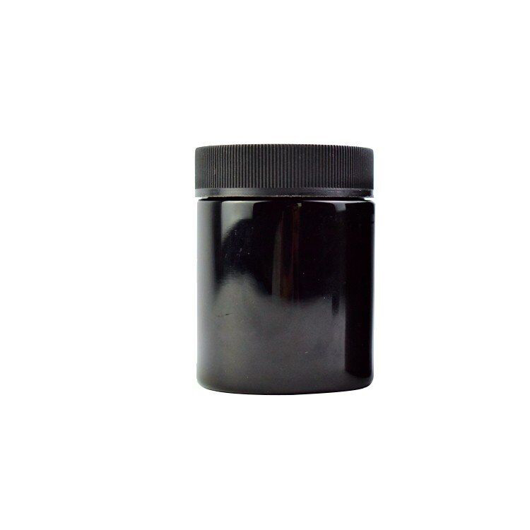 4Oz Black Child Resistant Stash Side Round Type Glass Jar 