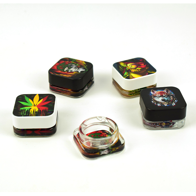 Qube Square Shape Glass Concentrate Jar Clear Glass jar with Child Safe Lid Cap CRC