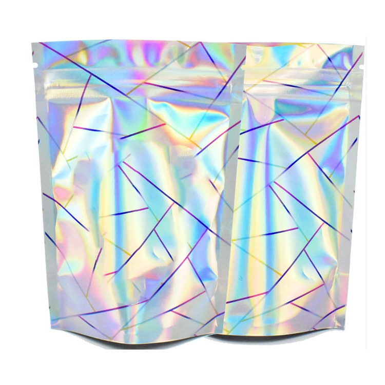 Custom Logo Self-adhesive Smell Proof Aluminum Foil Holographic Plastic Edible Phone Case Laser Mylar Bag
