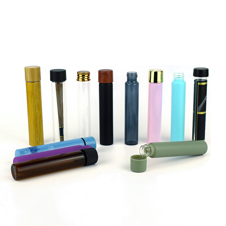 120MM CHILD RESISTANT CLEAR GLASS PRE-ROLL TUBE W/ BLACK TOP