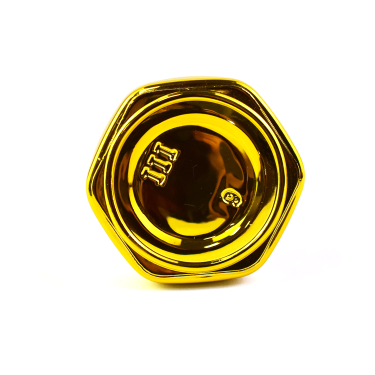 Electroplate hexagon concentrate container